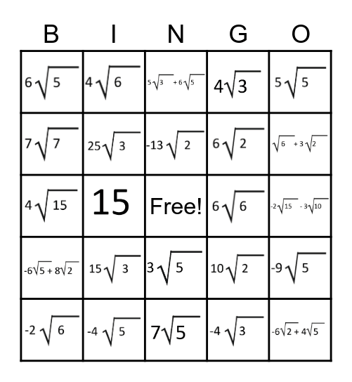 Radical Bingo Card