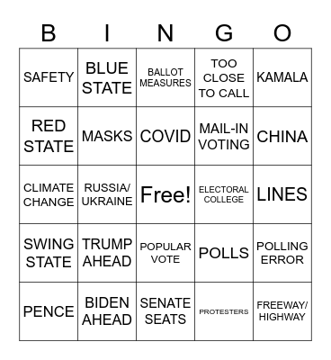 2020 ELECTION Bingo Card