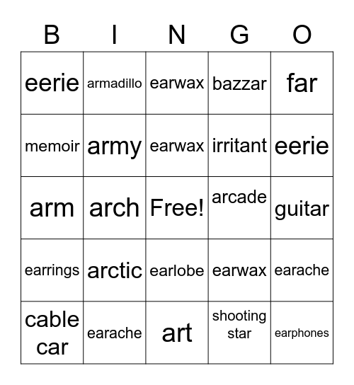 BINGO Card