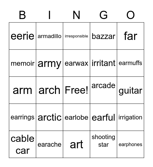 BINGO Card