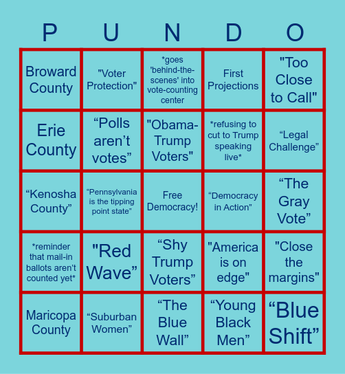 PUNDIT-O Bingo Card