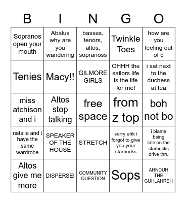 Fall Party Bingo Card