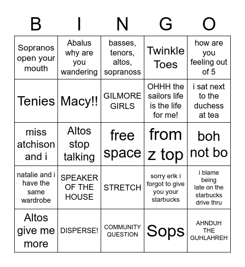 Fall Party Bingo Card
