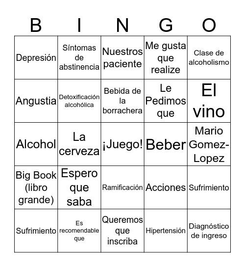 Bingo de presentación  Bingo Card
