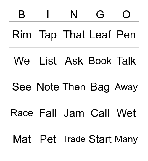 Bingo Card