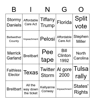 America Decides: 2020 Bingo Card