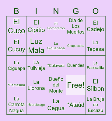 Urban Legend Bingo! Bingo Card
