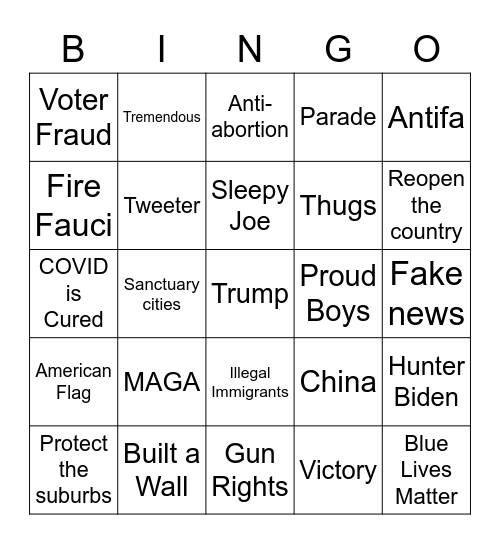 Political Bingo Card