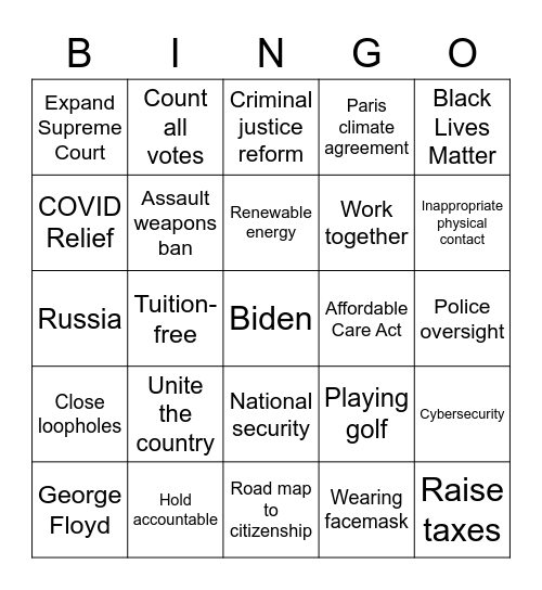 Political Bingo Card