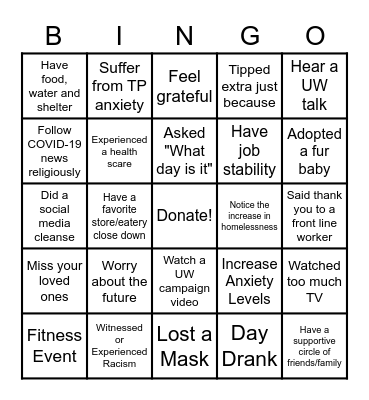 UW Bingo Card
