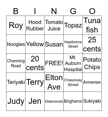 Gail's Birthday Bingo Card