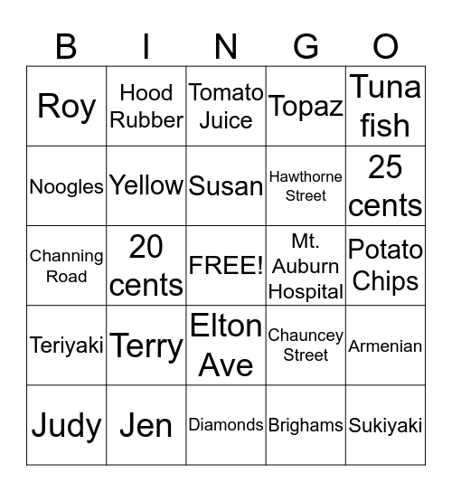 Gail's Birthday Bingo Card