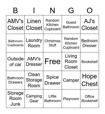 DeClutter Bingo Card