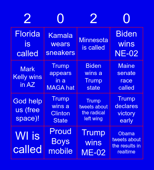Election Night!!! Bingo Card