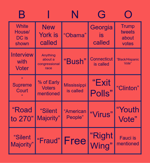 Election Night Bingo!! Bingo Card