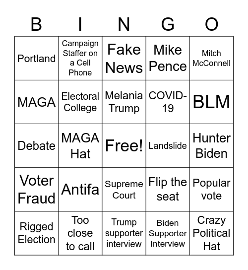 Election Night Bingo Card