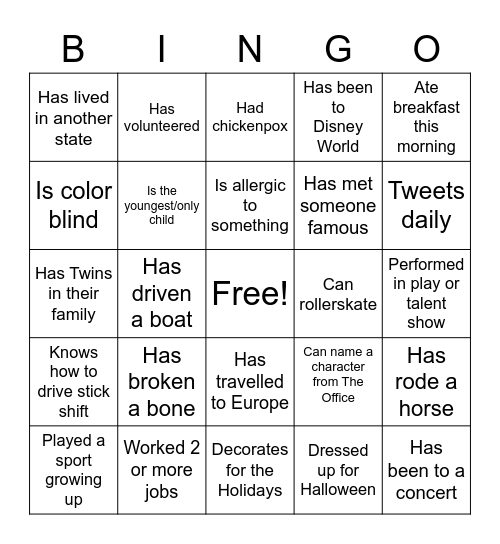 Untitled Bingo Card