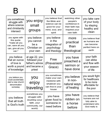 How Much are YOU like John Wesley? Bingo Card