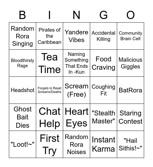 Rora Bingo Card