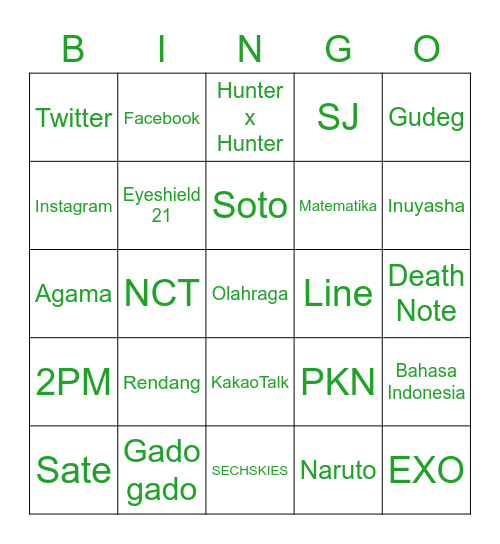 JUNA Bingo Card