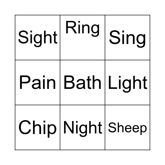 Phonics Bingo Card