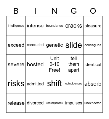 Reading Explorer Book 2, Units 9-10 Bingo Card