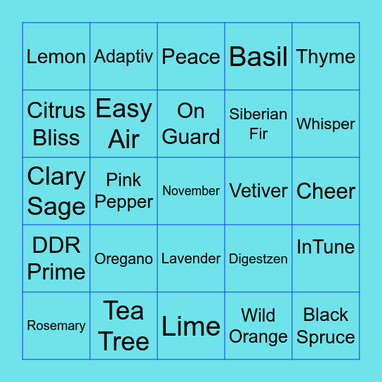 Oilology LRP Club NOVEMBER Bingo Card