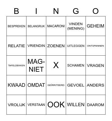 Herhaling Bingo Card