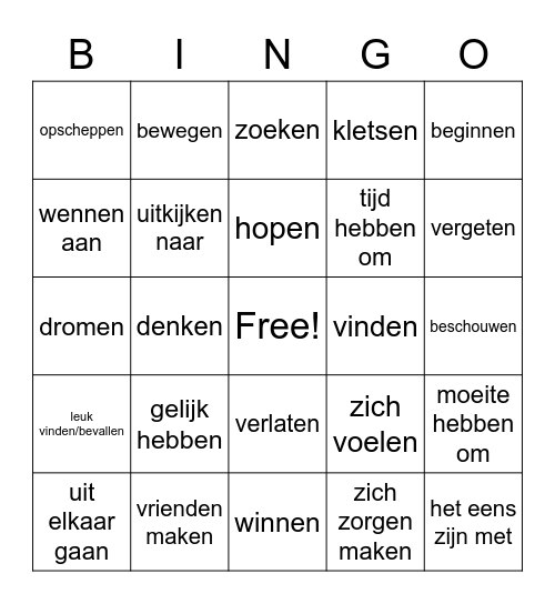 Werkwoorden chap 1 lj3 havo Bingo Card