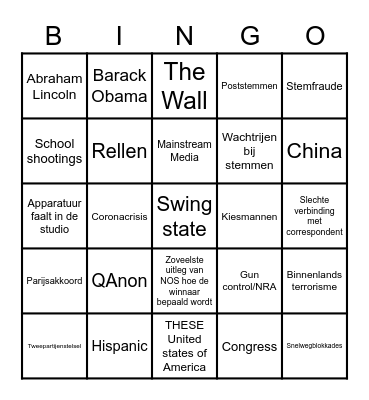 Verkiezingen Bingo Card