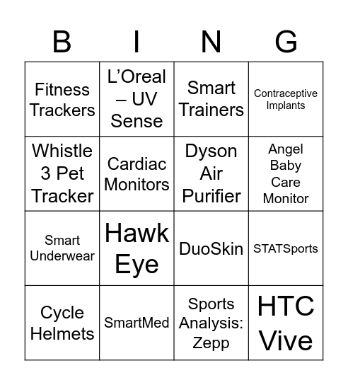 Smart Tech Bingo Card