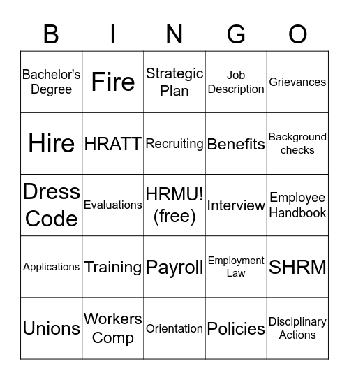 HR BINGO Card