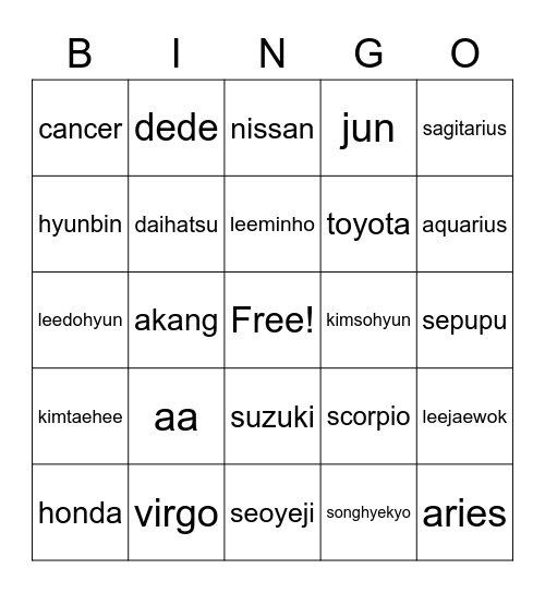 Untitled Bingo Card