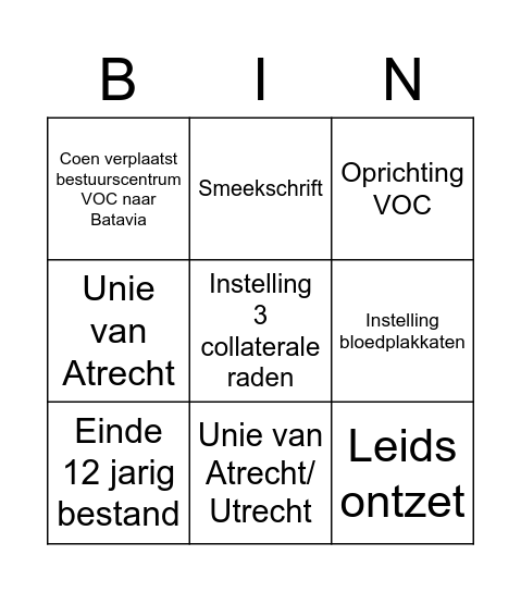 Republiek Bingo Card