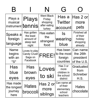 Weber Ice Breaker Bingo Card