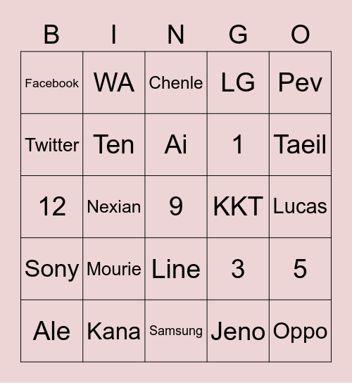 Punya Mourie Bingo Card