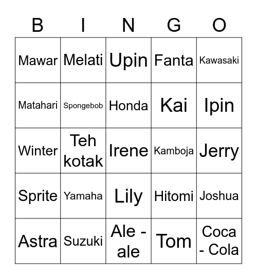 Minkyeung bingo Card