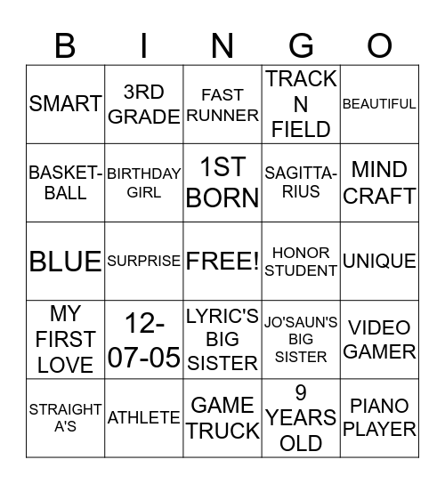 HAPPY 9TH BIRTHDAY LISAJAYDA Bingo Card