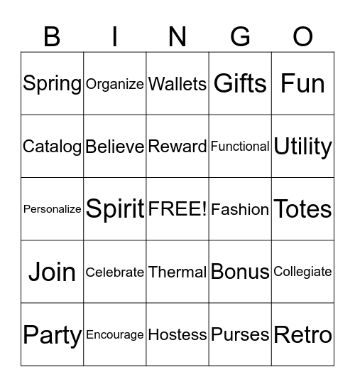 Ashley's Thirty-One  Bingo Card