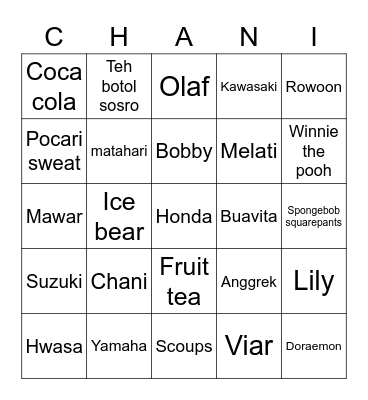 Chani punya Bingo Card