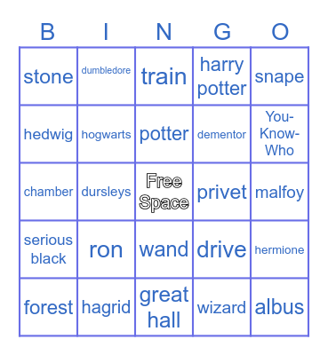 Harry Potter Bingo Card