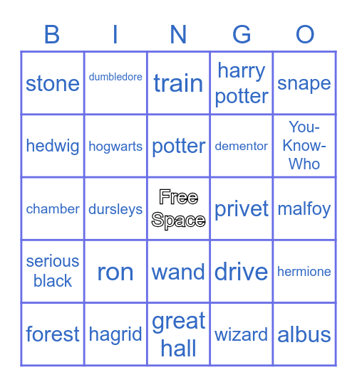 Harry Potter Bingo Card