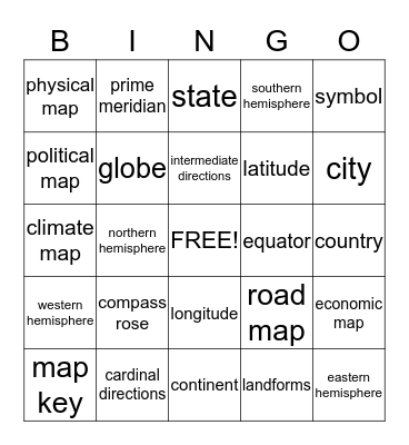 Mapping BINGO Card