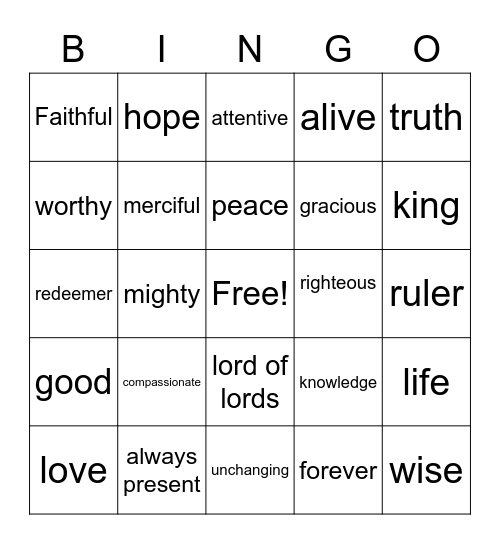 GOD IS...........l Bingo Card