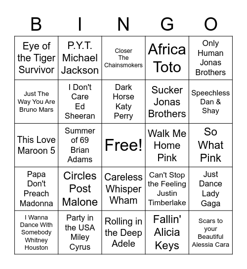 Christine's Bingo Card Bingo Card