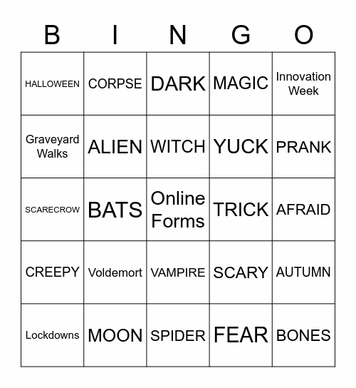 Spooky Bingo Card