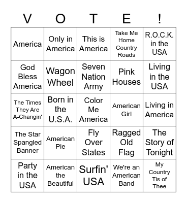 USA Election Day BINGO Card