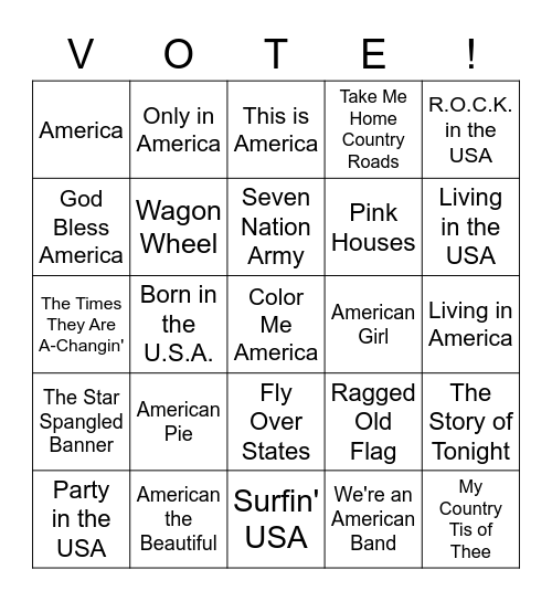 USA Election Day BINGO Card