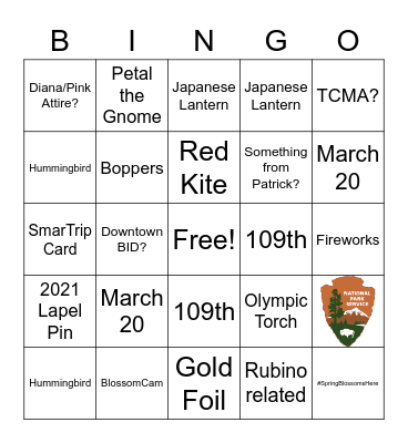 National Cherry Blossom Festival - Launch Event Bingo Card