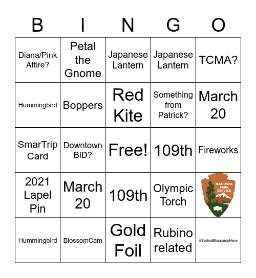 National Cherry Blossom Festival - Launch Event Bingo Card